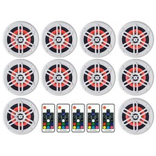  10 Genuine Marine 6.5" 1500w Marine Boat Speakers w/LED White/White Grilles