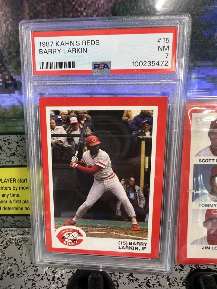 1987 Kahn's Reds Barry Larkin #15 RC Graded PSA 7 NM + Team Set - 26 Cards Total - Image 2 of 4