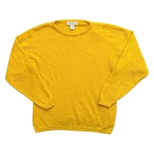 Vintage 90s Casual Corner Wool Angora Blend Yellow Sweater Size Medium