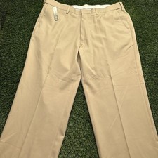NWT Haggar Smart Fiber Dress Pants Mens 38x30 Khaki Flat Front