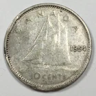 1954 Canada 10 Cents - Elizabeth II - Good (G) KM#51 Key Date 80% Silver - 8213