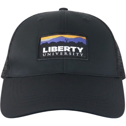 Liberty University Trucker Hat Black Mesh Snapback Mountain Patch Baseball Cap