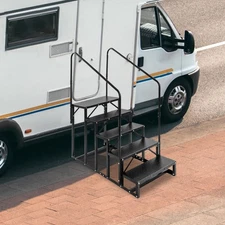 5-step RV Stair with Handrail Outdoor Camper Vans Ladder Multi-functional Tool
