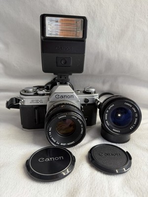 Canon AE-1 Set mit FD 50mm 1.8 + FD 24mm 2.8 defekt Bastler