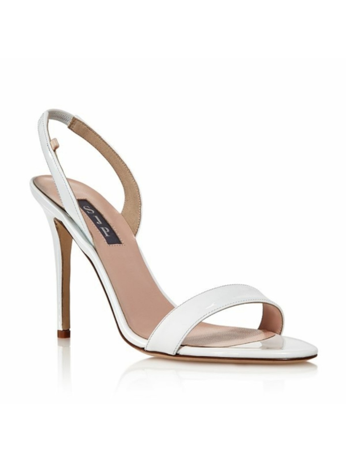 SJP Женские кожаные сандалии с ремешком на пятке 39,5 с белой спинкой Eleanor Toe Stiletto Slip On