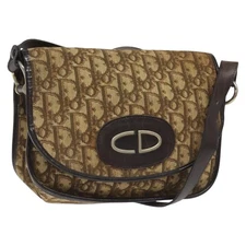 Christian Dior Trotter Canvas Shoulder Bag Brown Auth 115708