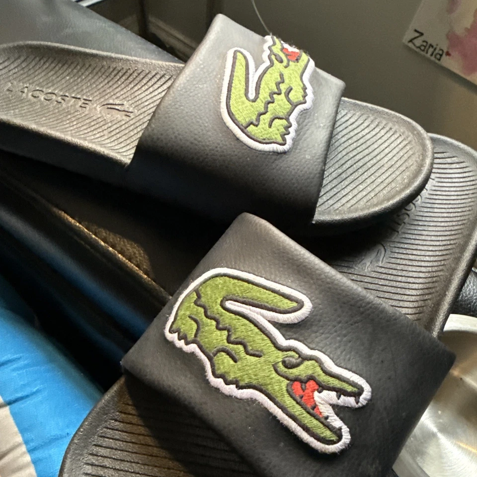 SANDALIA HOMBRE LACOSTE CROCO SINTÉTICO DESLIZABLE TALLA 9 ROJO/VERDE NUEVA Foto 3 de 4