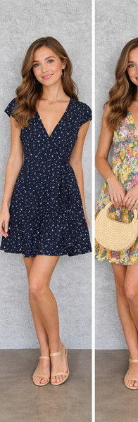 Brandy Melville Navy Wrap Mini Dress XS Short Sleeve Polka Dot Casual Women