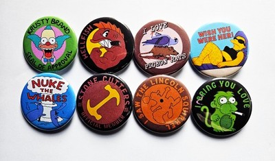 Simpsons Classic TV Pinback Buttons Magnets & Bottle Openers. Set 01