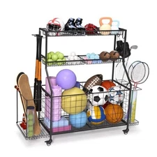 Sports Equipment Organizer, Outdoor Toy Storage - Garage Storage with 2 Large