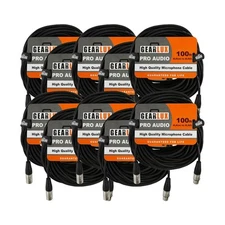 Gearlux XLR Microphone Cable, Fully Balanced, Male to Female, 100 Feet - 10 P...