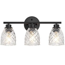 Bathroom Light Fixtures, Modern 3-Light Black Vanity Light Over Mirror, Farmh...