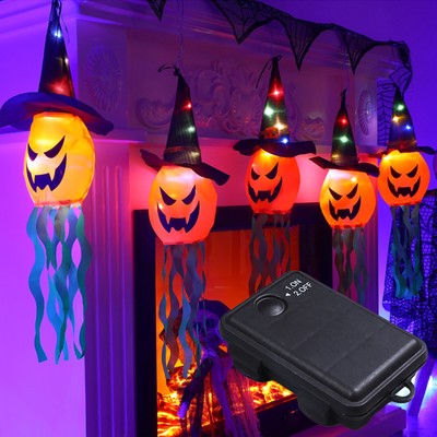 10FT LED Halloween Kürbis Geisterlampe Hängend Kürbislaterne Licht Deko Garten