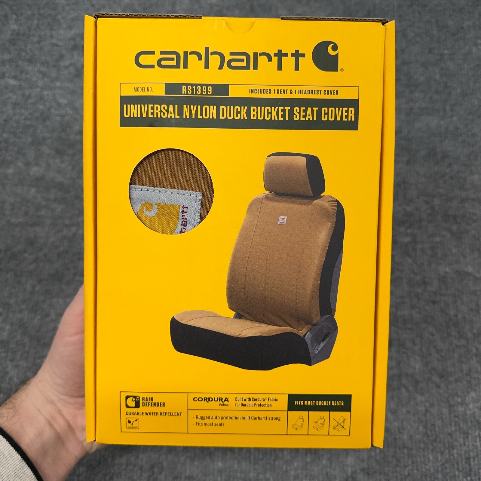 Carhartt Seat Cover Brown Universal Nylon Duck Canvas Fitted Bucket RS1399 NEW