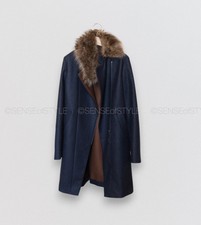 Brunello Cucinelli Cashmere Fur Coat Jacket Women's Blue Brown Size It 42 M 6