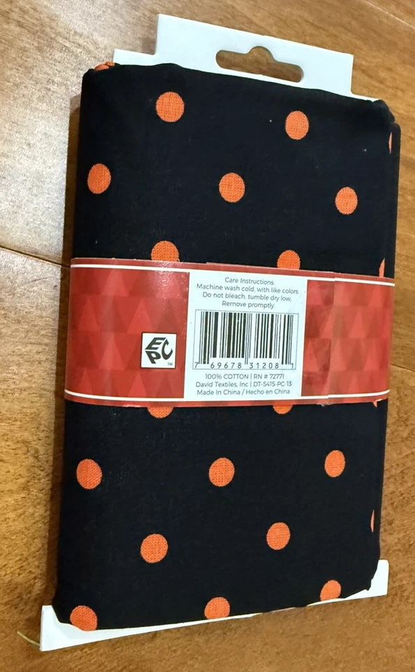 David Textiles Orange  Black Polka Dot Pre Cut 2 yards cotton fabric 100% Cotton - Image 4 of 4