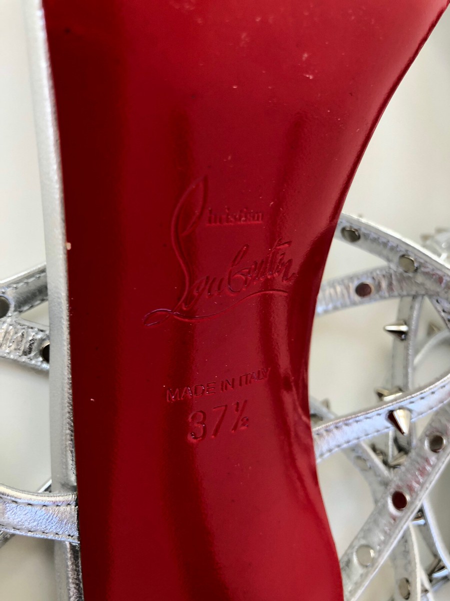 New Christian Louboutin EU 37.5 Bombina Spikes Metallic Sandal in