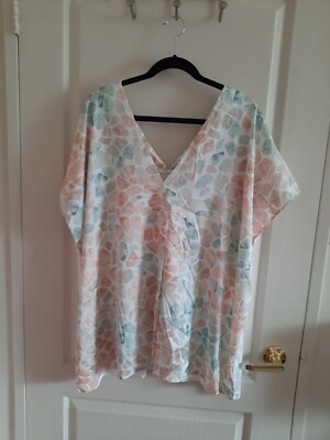Addition Elle Plus Size Print Short Sleeve Blouse Top NWT 4X
