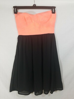 green emerald velvet dress OASIS Neon Peach Pleated Bustier Fit and Flare Dress (UK 12) – The Freperie main image 0