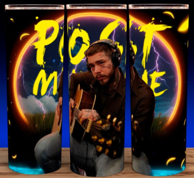 Post Malone with Guitar Sunflower Fall Cup Mug Tumbler 20oz with lid and straw