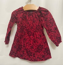 210120 Girl's S 6-12 Months TEA COLLECTION Red Blue Floral L/S A Line Dress EUC