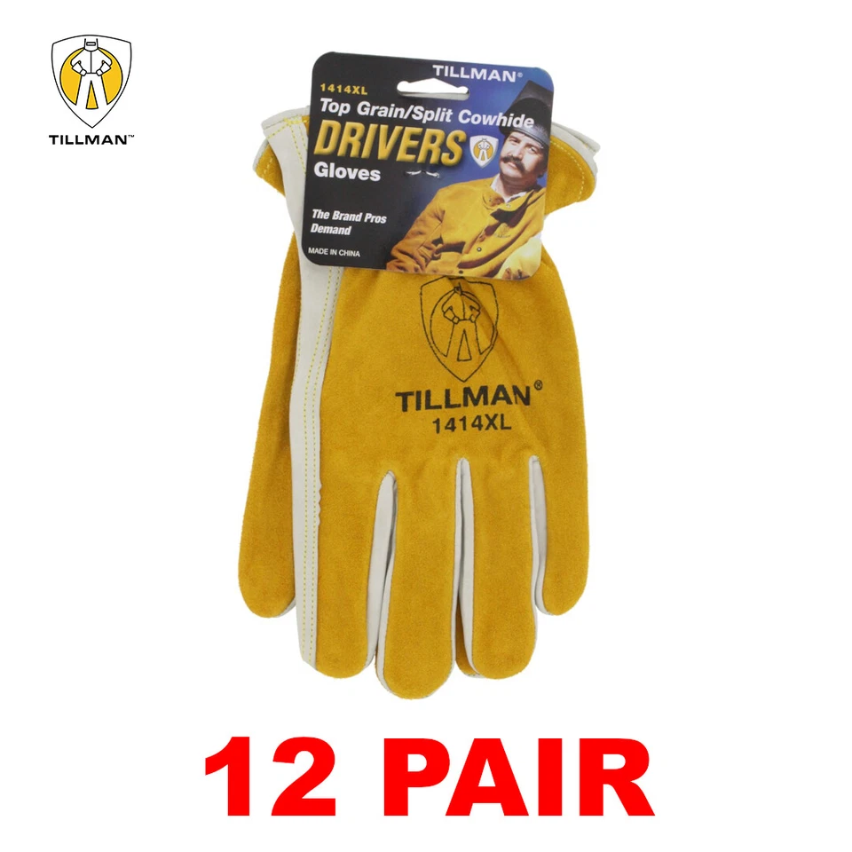 Tillman 1414 Top Grain Pearl Cowhide Drivers Gloves (Sizes: M-XL) - 12 PAIR
