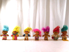 RUSS Troll Dolls Pink Blue Yellow 4 1/2 Dressed Clown Minute Maid T shirt