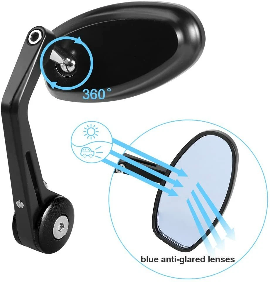 Pair 7/8" Bar End Mirrors Anti-Glare For Triumph Street Triple Tiger 900 Bobber - Image 3 of 4