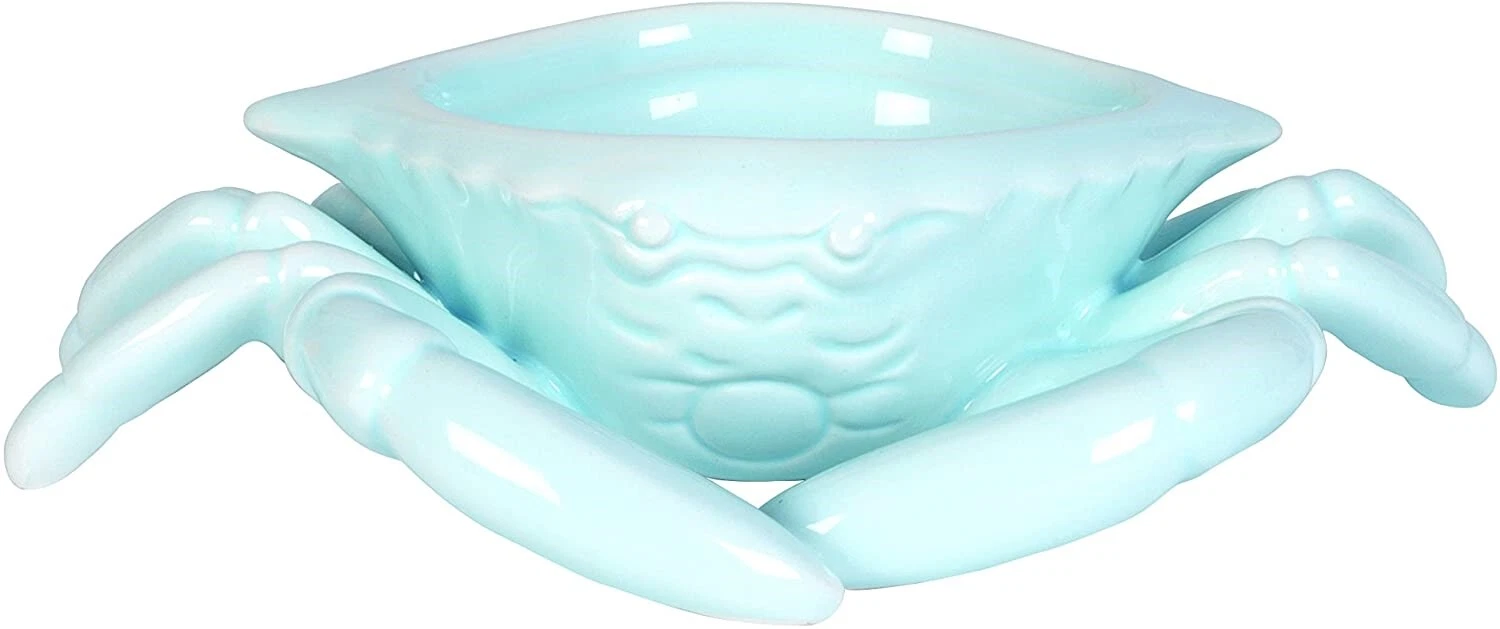 Fitz and Floyd 260591 Cape Coral Collection Light Blue Crab Butter Dish