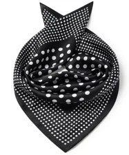 100% Silk 20" small square Scarf Women neckerchief Wrap Polka Dot black MQ26