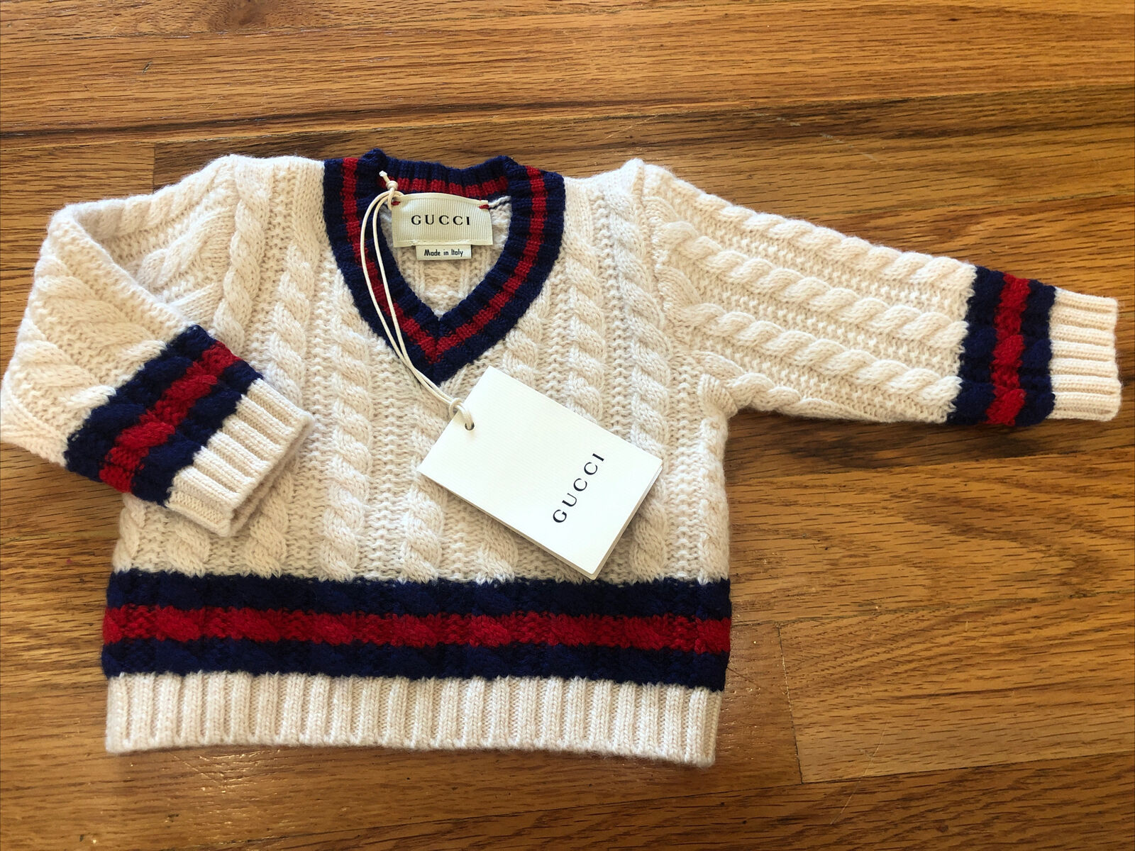 100% Authentic NWT Gucci Wool Cardigan Sweater Baby 3-6 Months Knit Web Gift