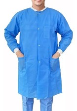 Lot of 10 Medline Blue Lab Coats w/Knit Collars and Cuffs Size Xtra Large