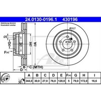 ATE 2X Bremsscheibe Vorne Ø344Mm BelüFtet FüR Land Rover Range LM
