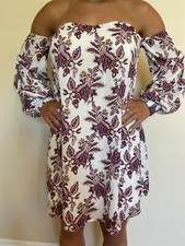 Windsor Dress Sz M Off The Shoulder Paisley Knee Length Slipped