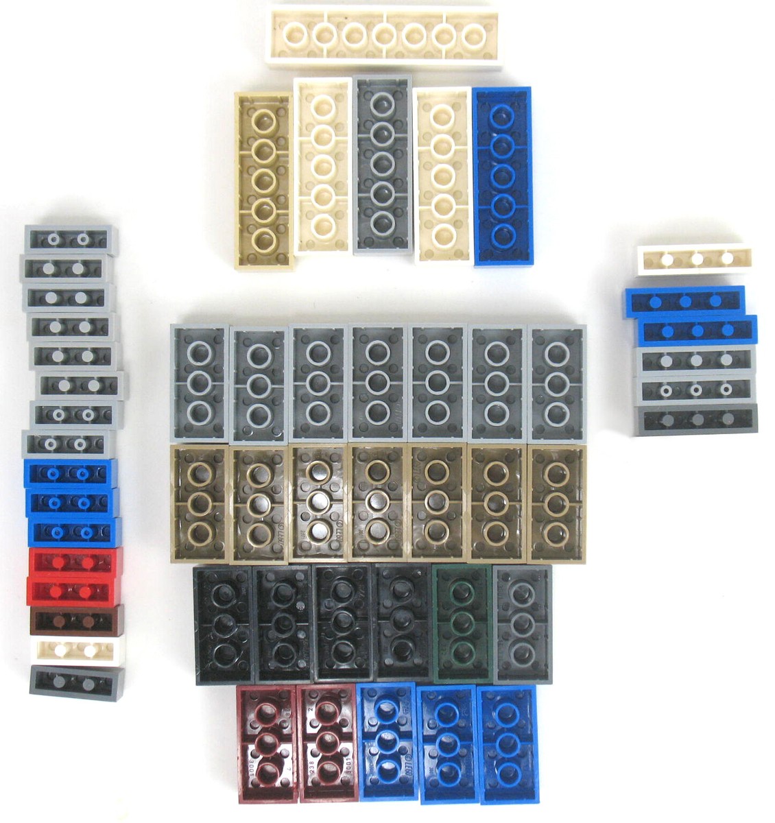 Lego - 3007 44237 3001 3010 3622 - Brick - Gray Brown Black + More