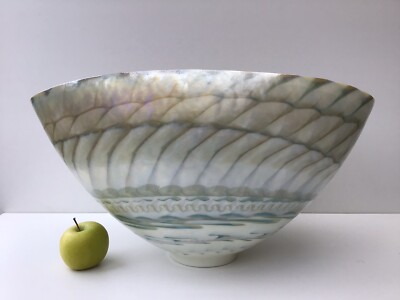 Yalos Murano Ferro Schale grün Nautilus Glanz Pearl Art Glas gefaltet Muschel Italien