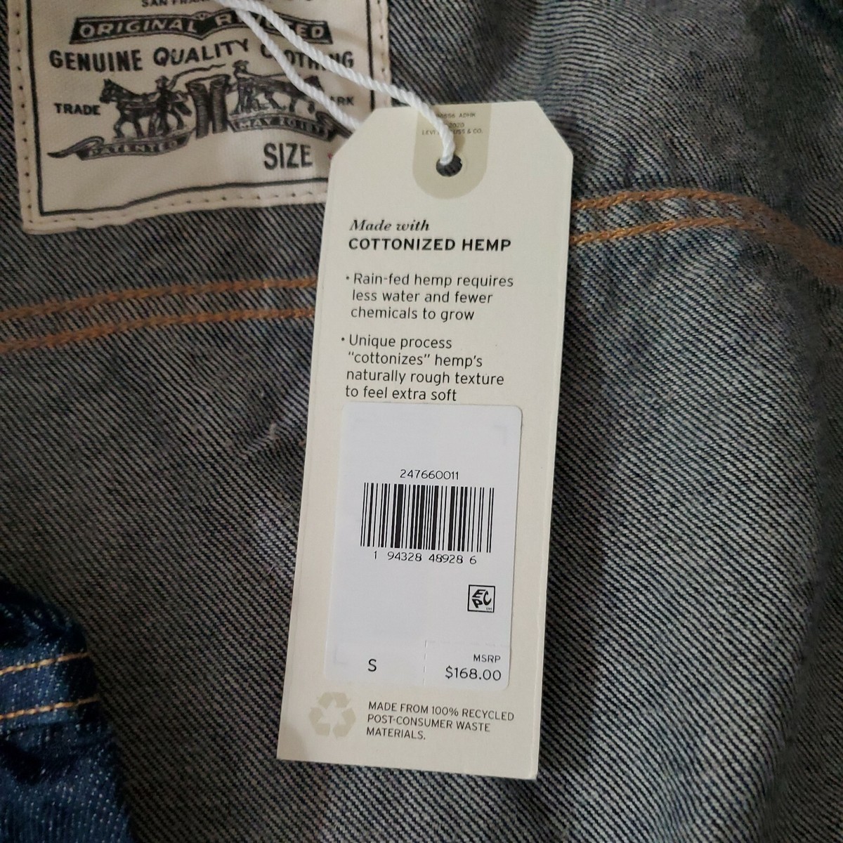 Levi's Wellthread Collection Trucker Jacket Cottonized Hemp Blue