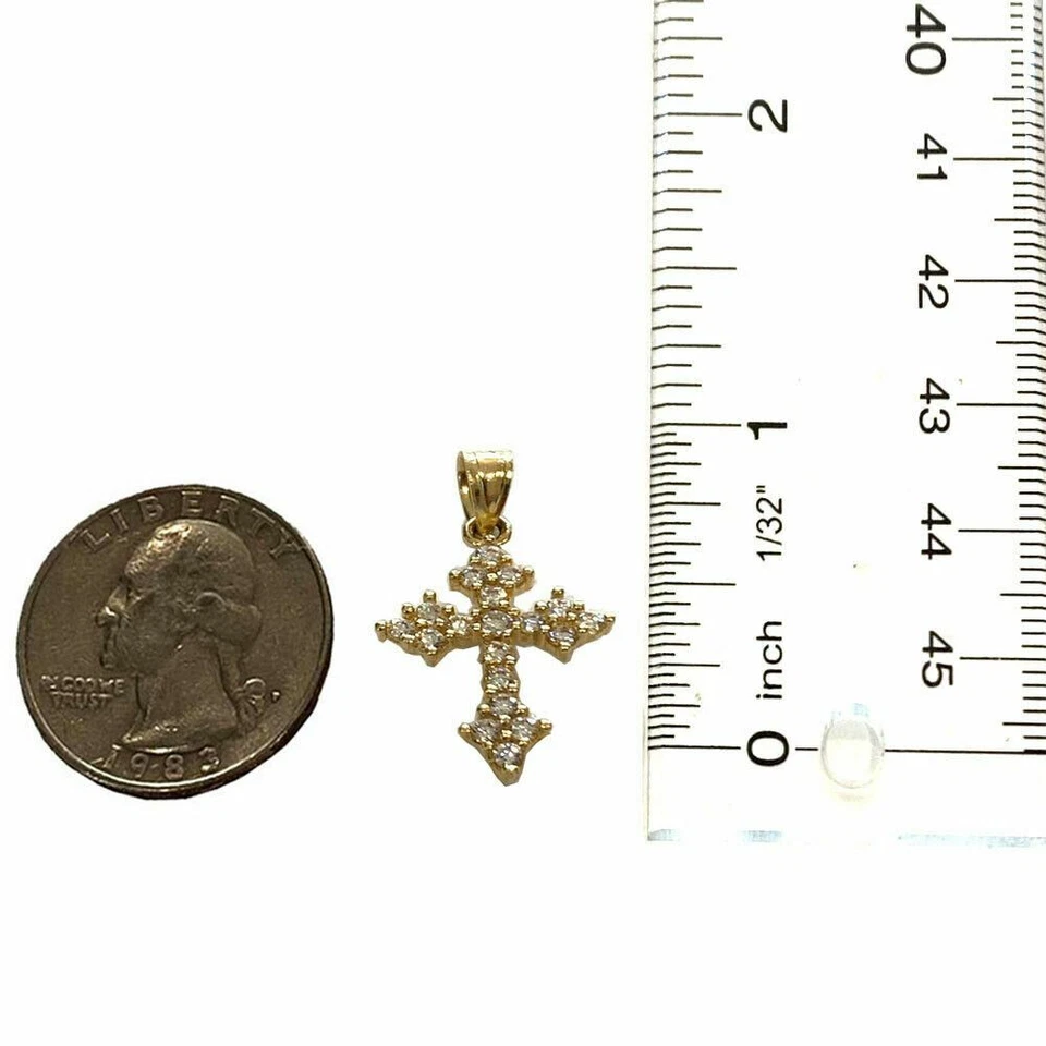 Dije colgante cruz circonita cúbica oro amarillo 14kt Foto 3 de 4