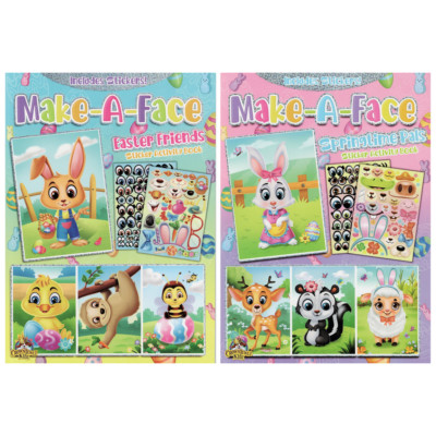 2 NEW Easter Sticker Activity Books MAKE A FACE easters friends springtime pals