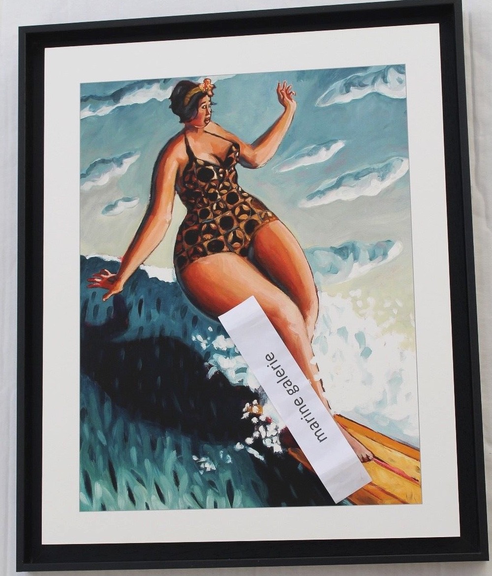 Tableau surf et cadre noir moderne, l'esprit de l'océan