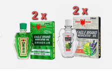 4 x Eagle Brand Medicated Oil 24 ml - 2x Green & 2x White Aromatic EXP 2031