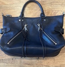 REBECCA MINKOFF BLACK PEBBLED  LEATHER MOTO C...