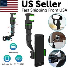 360 Car Rearview Mirror Rotation Adjustable Phone Holder Mount Multifunction