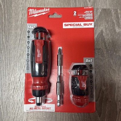 Milwaukee 14-in-1 Ratcheting and 8-in-1 Compact Multi-Bit Screwdriver 48-22-2906