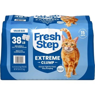Fresh Step Extreme Clump Multi Cat Litter Easy Pour Pouches 4 Pack Total 38 lb