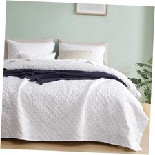 Quilt Bedding Set King Size - Lightweight King 106"x96" Weave-coconut White