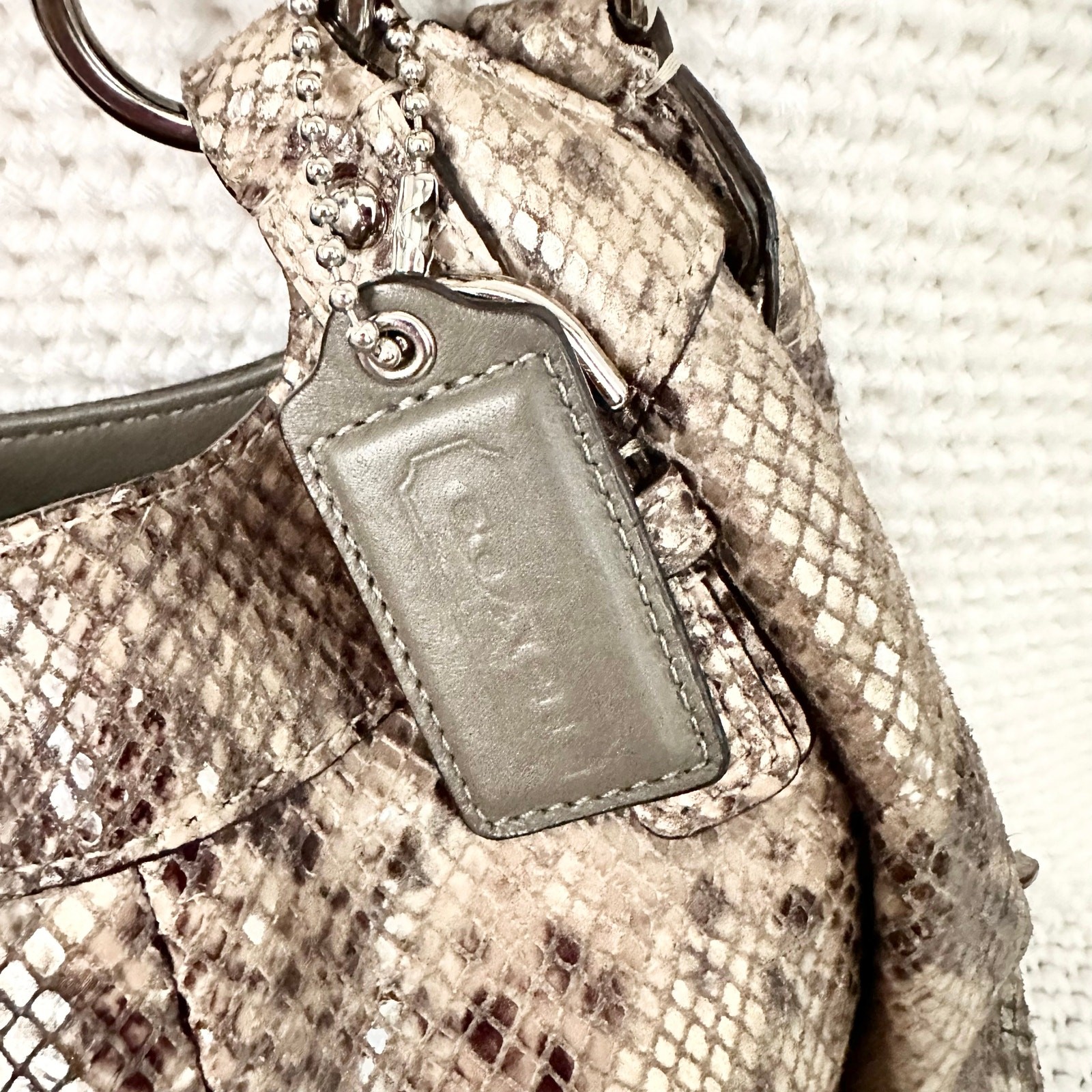 Coach Maggie Python Madison Embossed Leather Beig… - image 2