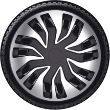 MOTORHOME 15" SILVER & BLACK DEEP DISH WHEEL TRIMS CAPS FAS