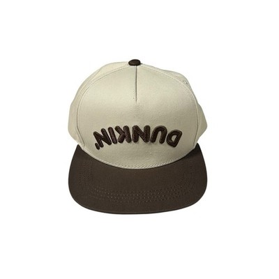 Dunkin  Donuts Upside Down Logo Snapback Hat Cream Brown One Size