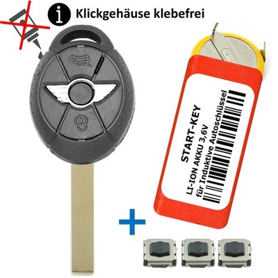 Auto Schlüssel 3Tasten Gehäuse Akku Funk für Mini Cooper R52 R56 R50 R53 Akku